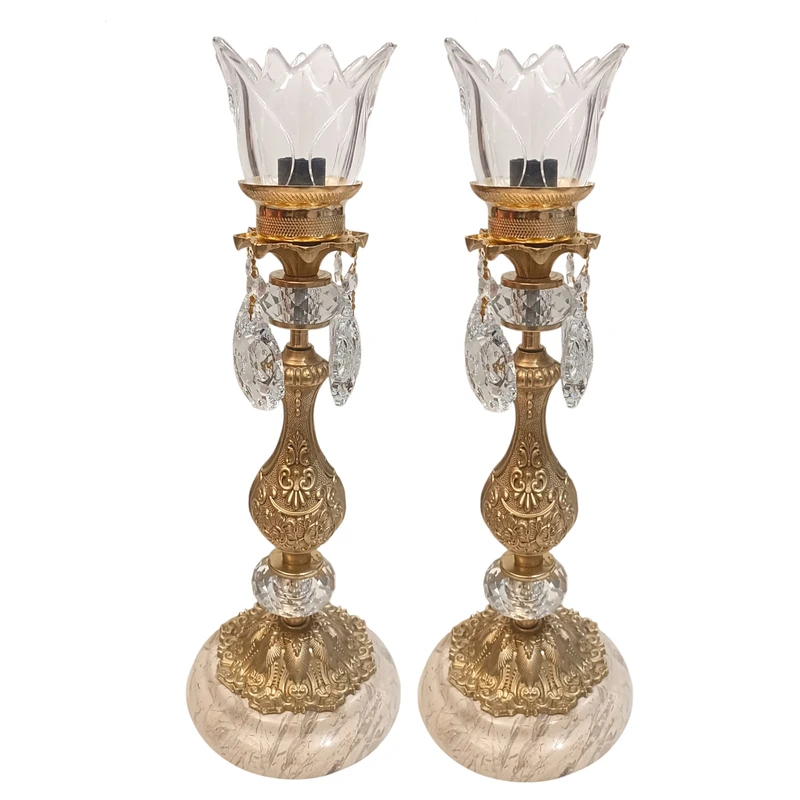 شمعدان برنجی مدل امپراتور کد S-4295 بسته دو عددی 