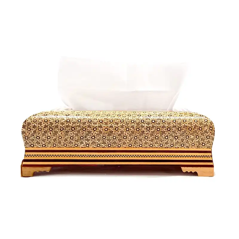 ست جعبه دستمال کاغذی و سطل خاتم کاری کد 12