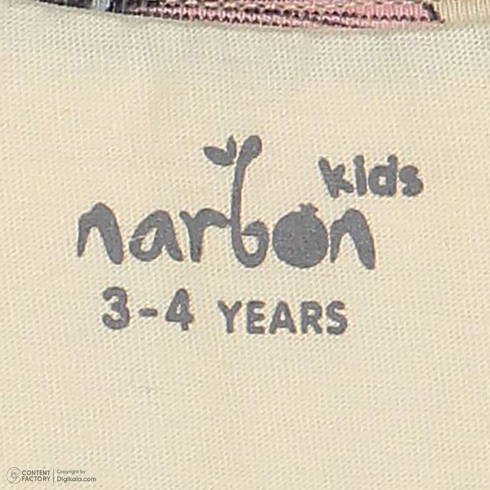 ست تی شرت و شلوار دخترانه ناربن مدل 1183 رنگ زرد روشن - - 2