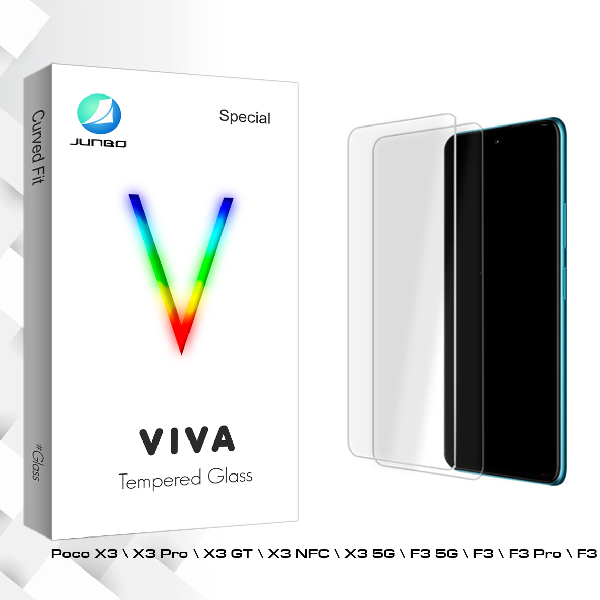 محافظ صفحه نمایش شیشه ای جانبو مدل Viva Glass MIX مناسب برای گوشی موبایل شیائومی Poco X3  X3 Pro  X3 GT  X3 NFC  X3 5G  F3 5G  F3  F3 Pro  F3 NFC  X4 5G  X4 NFC بسته دو عددی