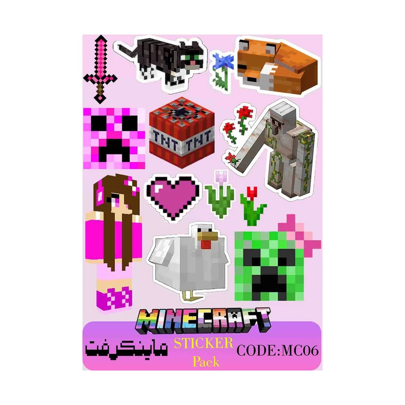 استیکر لپ تاپ و گوشی طرح ماینکرفتی کد MC06 مجموعه 12 عددی