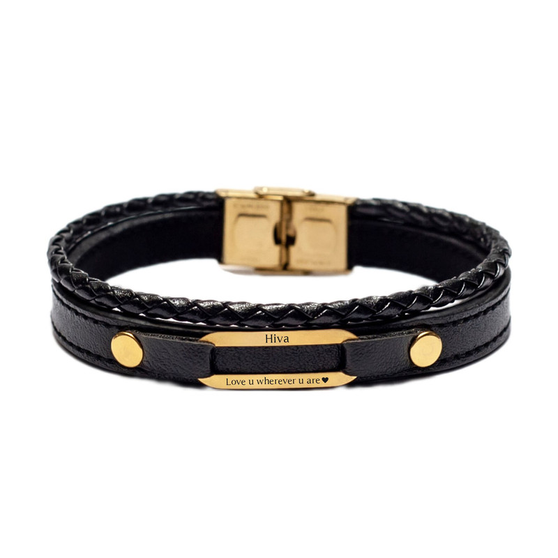 دستبند طلا 18 عیار مردانه لیردا مدل اسم هیوا