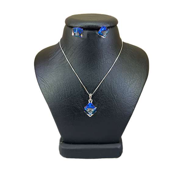 نیم ست نقره زنانه سواروسکی مدل مکعب کد 589699