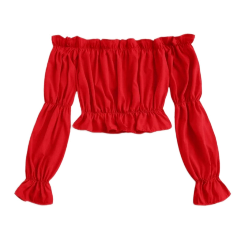 بلوز آستین بلند زنانه مدل عروسکی رنگ قرمز