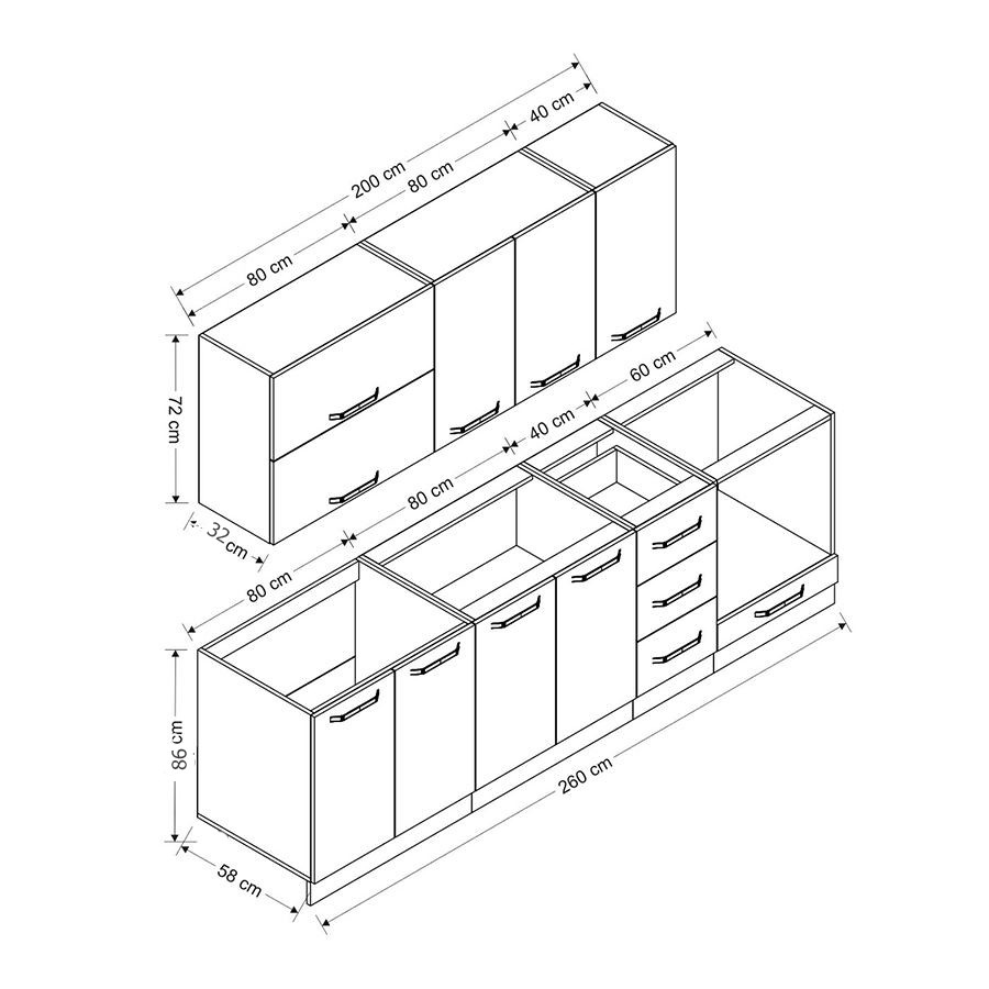 کابینت آشپزخانه مدل RO 260 مجموعه دو عددی