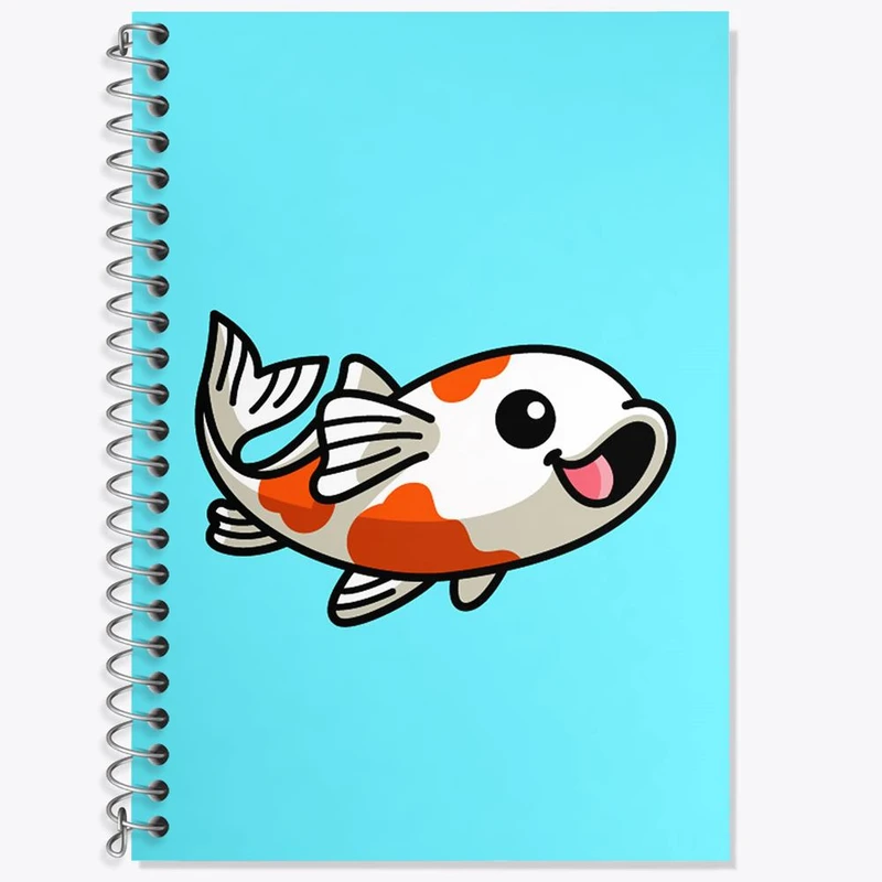 دفتر زبان 50 برگ خندالو مدل دو خط طرح حیوانات آبزی ماهی کد 28160