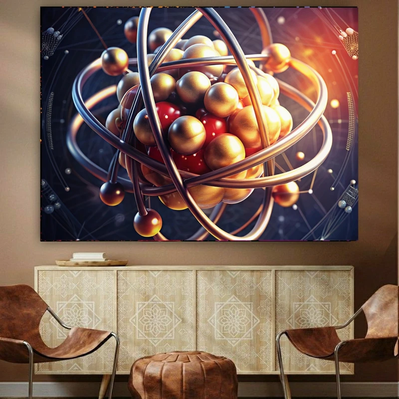 پوستر پارچه ای طرح مخمل اتم مدل دیجیتال کد FP104719