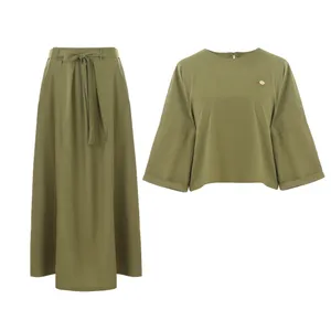 ست بلوز و دامن زنانه بنیس مدل لیزا رنگ زیتونی
