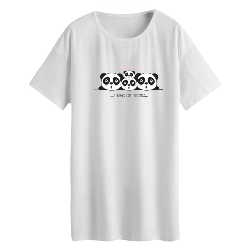 تی شرت لانگ آستین کوتاه زنانه مدل خانواده پاندا
