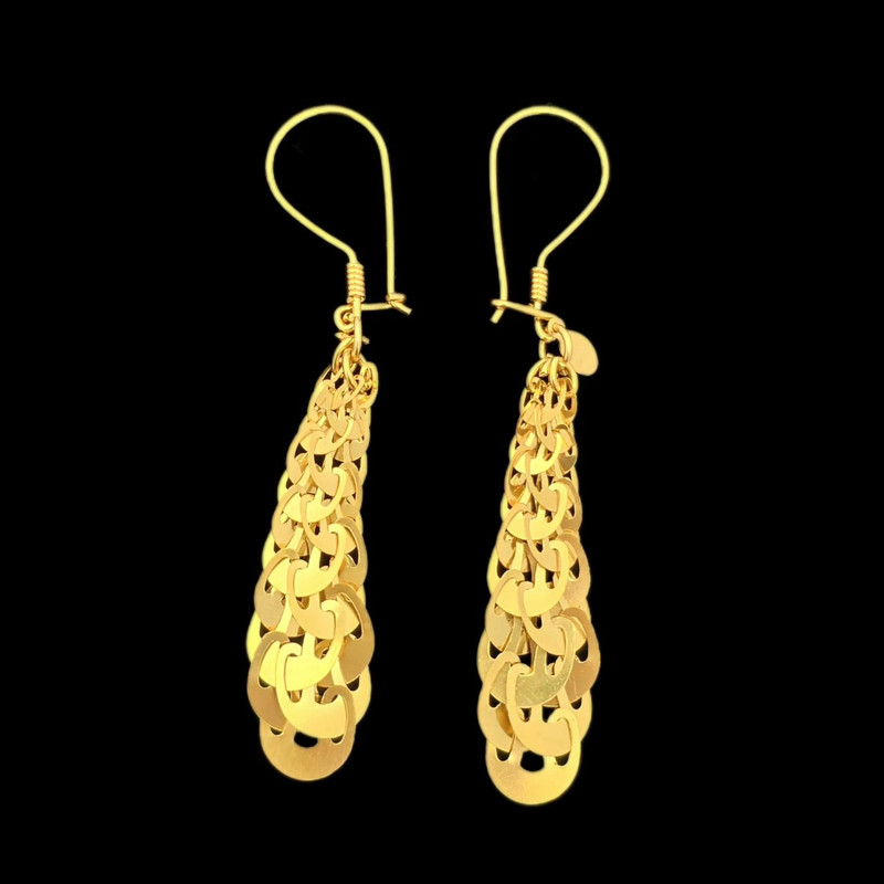 گوشواره طلا کم اجرت 18 عیار زنانه طلا و شمش برلیان مدل پولکی