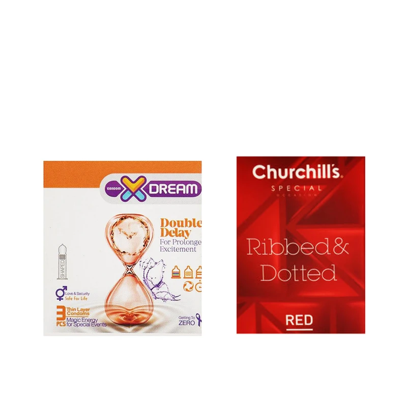 کاندوم ایکس دریم مدل Double Delay بسته 3 عددی کاندوم چرچیلز مدل Hot Gel بسته 3 عددی