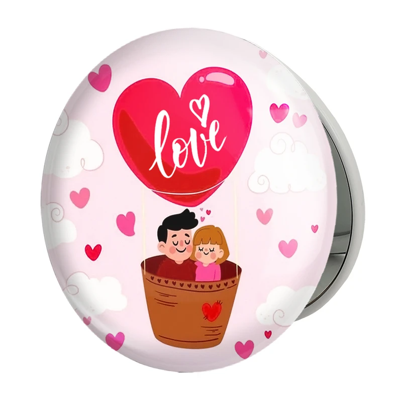 آینه جیبی خندالو طرح عاشقانه مدل تاشو کد 27109 