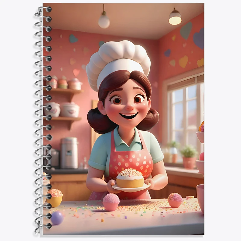 دفتر زبان 50 برگ خندالو مدل سه خط طرح شیرینی پز کد F6521