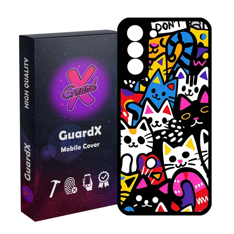 کاور گارد ایکس طرح گربه رنگی مدل Glass10766 مناسب برای گوشی موبایل سامسونگ Galaxy S21 FE