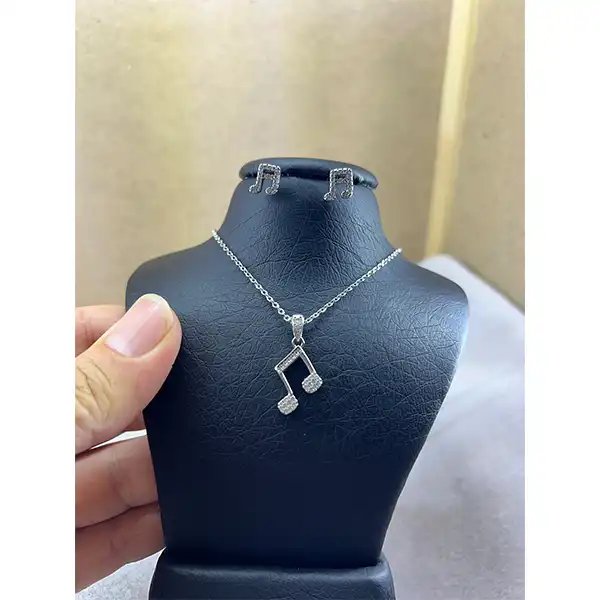 نیم ست نقره زنانه مدل موزیک کد 87457