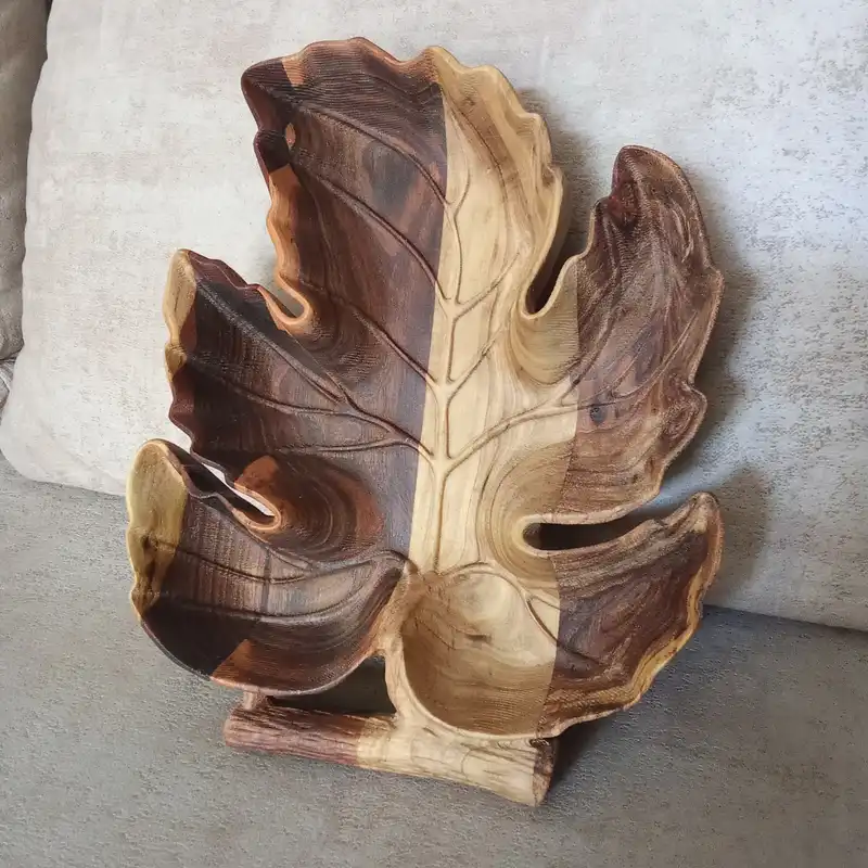 ظرف چوبی مدل میوه خوری برگ چنار