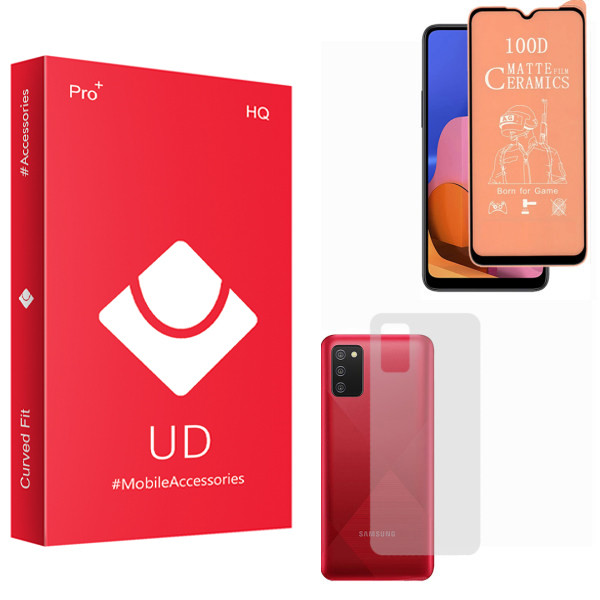 محافظ صفحه نمایش سرامیکی مات یو دی مدل HQ مناسب برای گوشی موبایل سامسونگ Galaxy A02s به همراه محافظ پشت گوشی