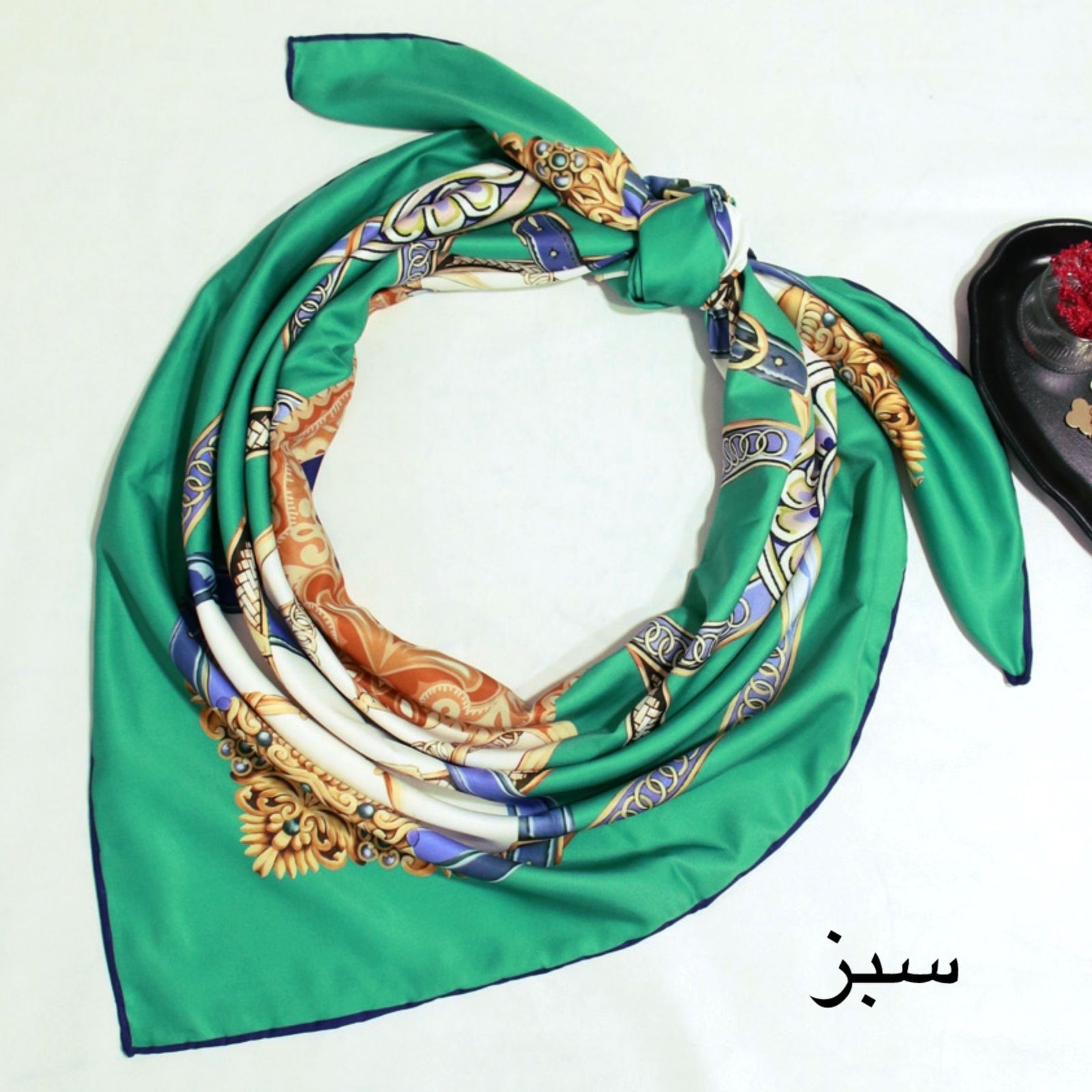 روسری زنانه آنالیا مدل ابریشم توییل دور دست دوز بهاری کد ana-9607 -  - 2