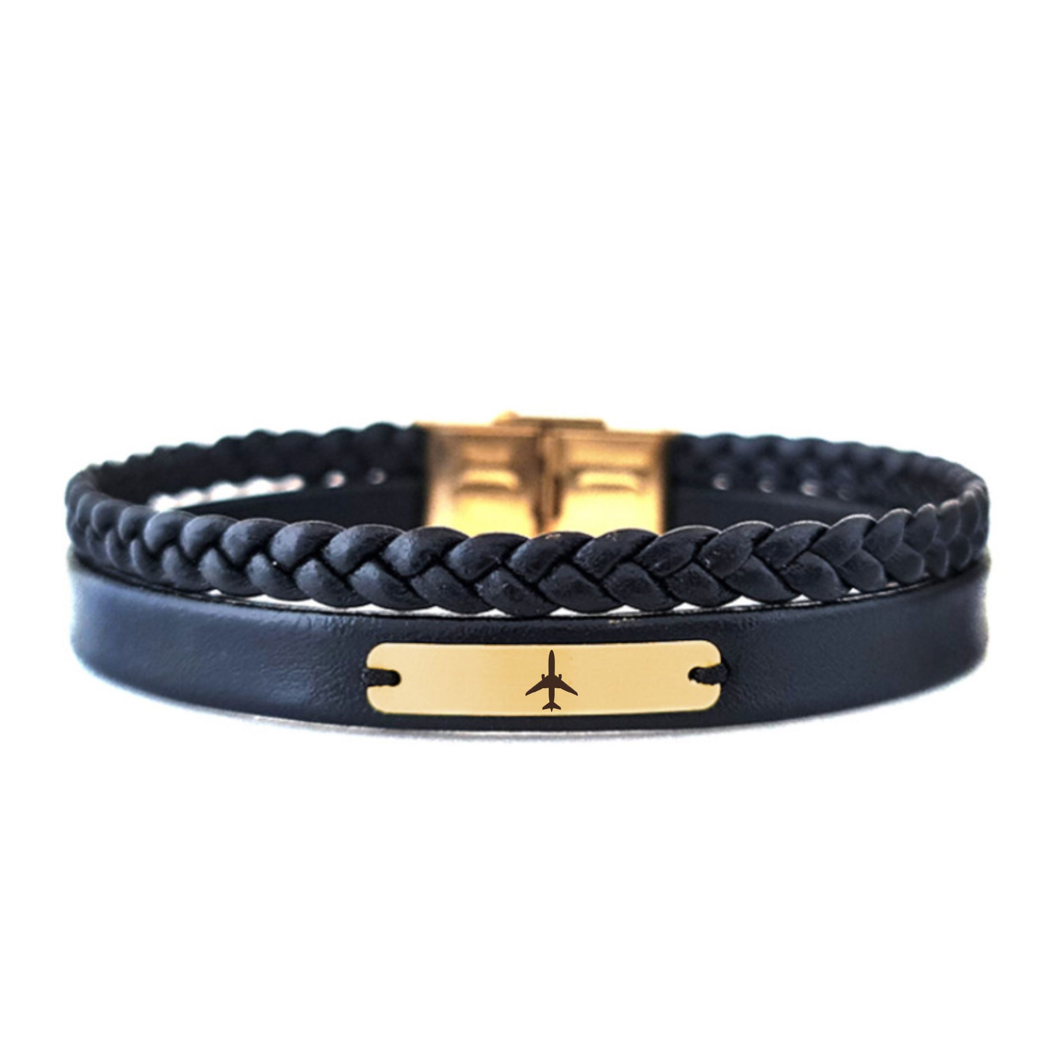 دستبند طلا 18 عیار مردانه لیردا مدل هواپیما 201