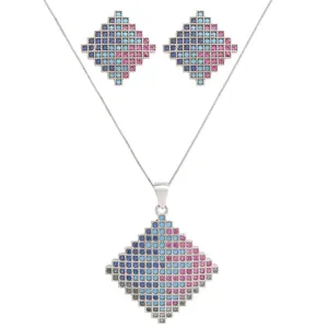 نیم ست نقره زنانه مدل لوزی کد M3015