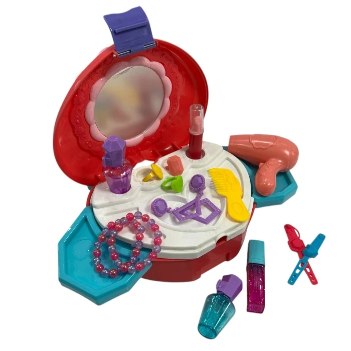 ست اسباب بازی لوازم آرایشی مدل میز آرایش طرح قلب مجموعه 20 عددی