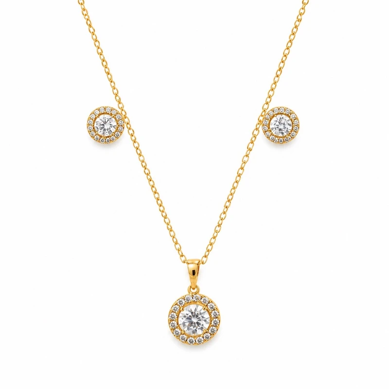 نیم ست زیورآلات زنانه استیل ژوپینگ مدل diamond