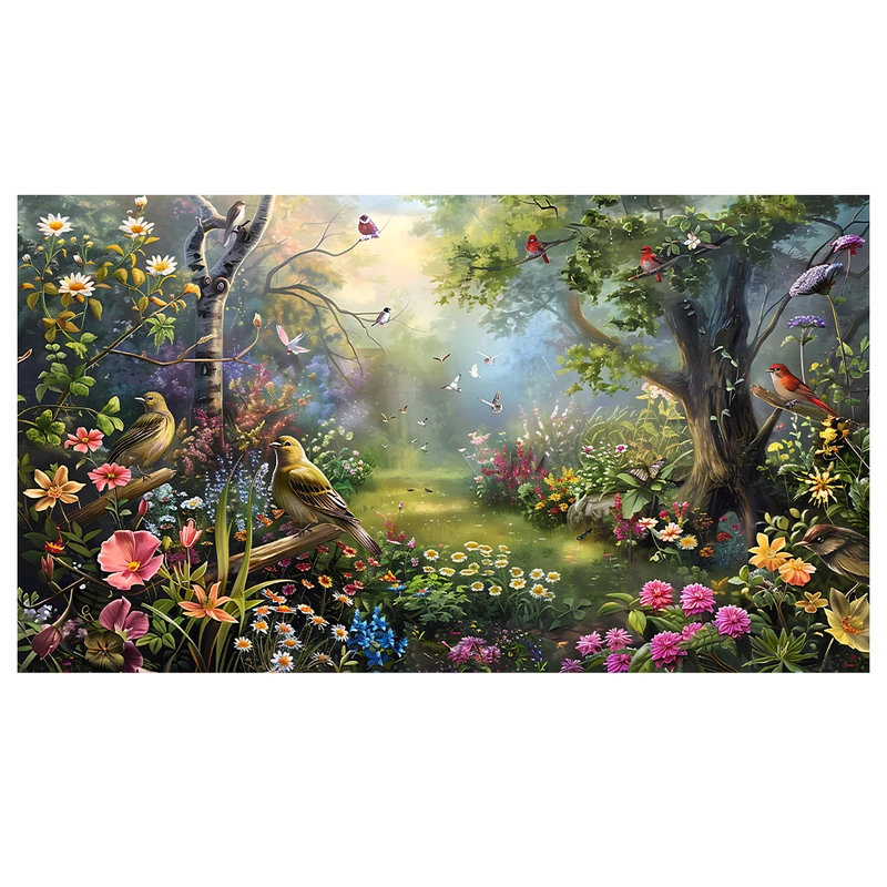 فرش پارچه‌ای مدل فرشینه طرح جنگل بهاری سرسبز کد AR3059711