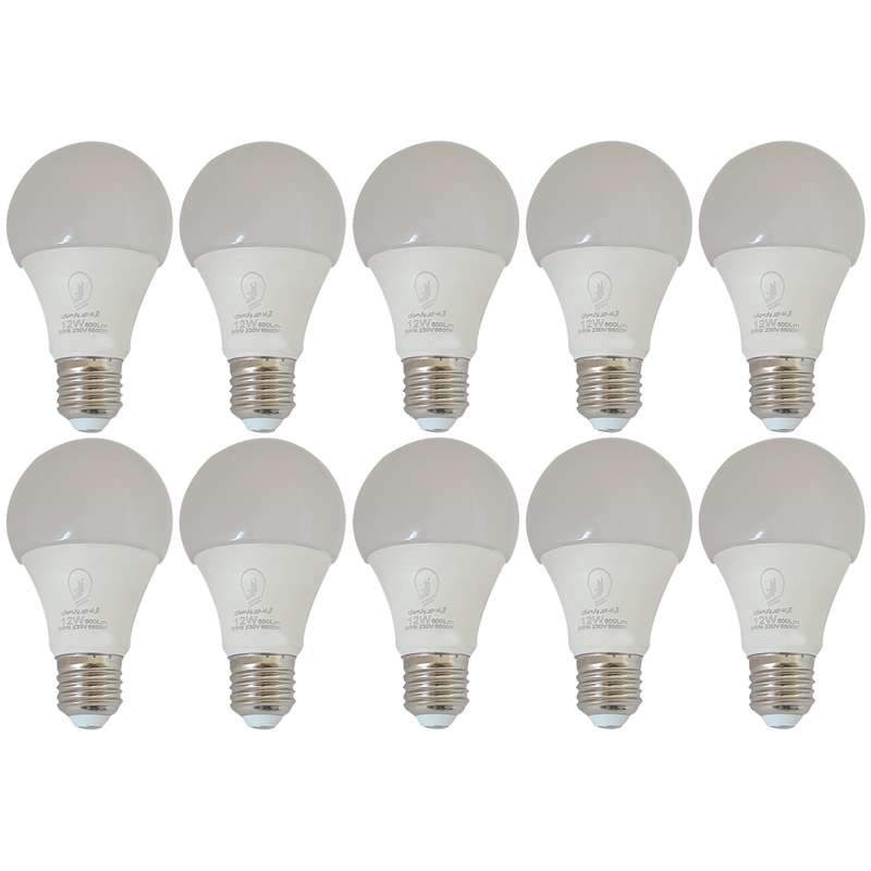 لامپ ال ای دی 12 وات آراد نور پارسیان کد NA12GA پایه E27 بسته 10 عددی