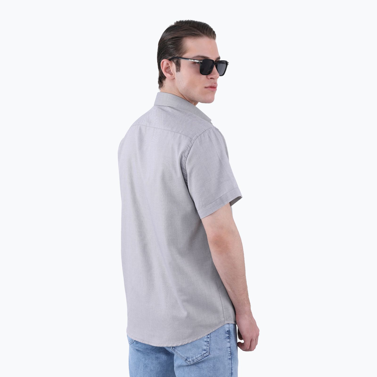 پیراهن آستین کوتاه مردانه پاتن جامه مدل آکسفورد 121821020313442 رنگ طوسی روشن -  - 10