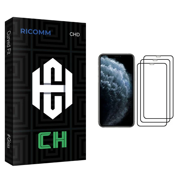 محافظ صفحه نمایش ریکام مدل CH glass مناسب برای گوشی موبایل اپل iPhone 11 Pro بسته سه عددی