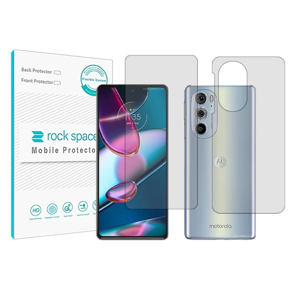 محافظ صفحه نمایش شفاف راک اسپیس مدل HyGEL مناسب برای گوشی موبایل موتورولا Edge 30 Pro به همراه محافظ پشت گوشی