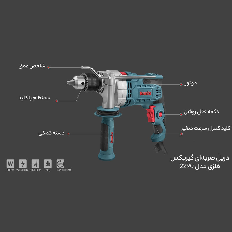 دریل چکشی رونیکس مدل 2290