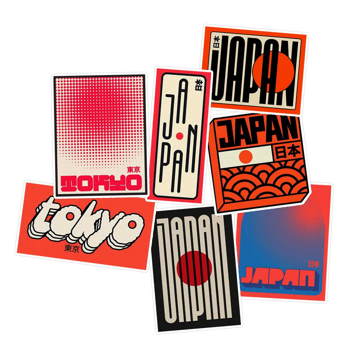 استیکر لپ تاپ ماسا دیزاین طرح JAPON کد STMD مجموعه 7 عددی