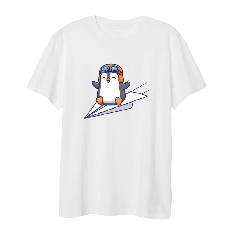 تی شرت لانگ آستین کوتاه زنانه مدل پنگوئن نامه رسان