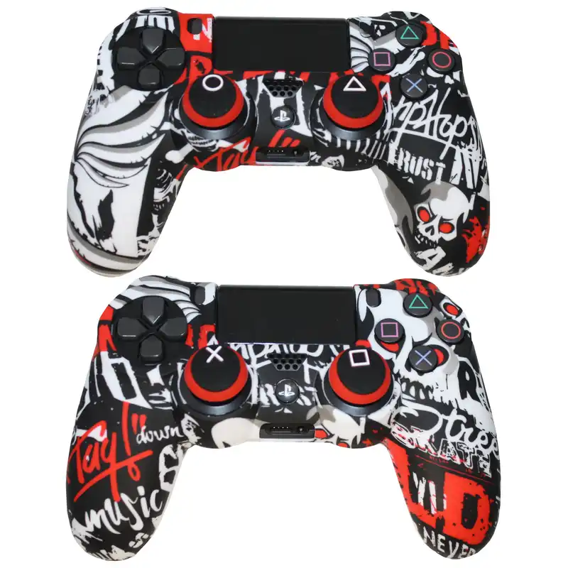 محافظ دسته پلی استیشن 4 مدل LOGO dangerous trust به همراه روکش آنالوگ مجموعه دو عددی