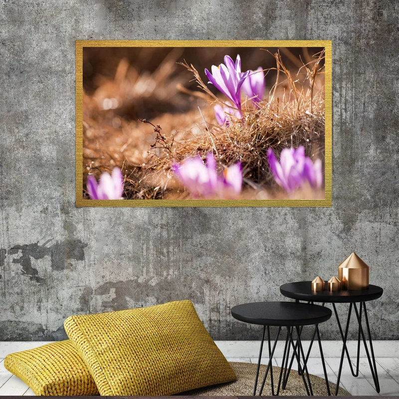 تابلو بکلیت طرح گل زعفران مدل قاب شاسی T-S8578