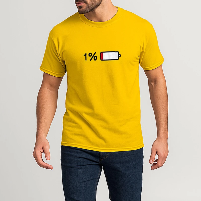 تی شرت آستین کوتاه مردانه مدل فانتزی باتری خالی کد mo010