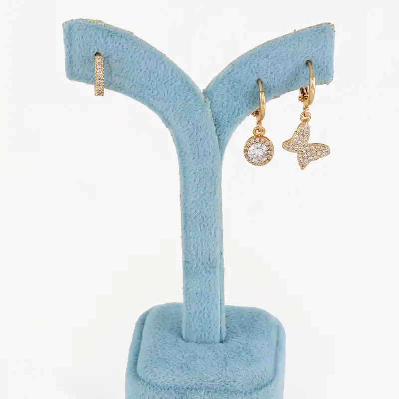 گوشواره زنانه وای اس ایکس مدل قلب کد ear634 بسته سه عددی