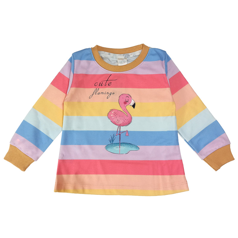 ست تی شرت و شلوار دخترانه مدل فلامینگو کد 3567