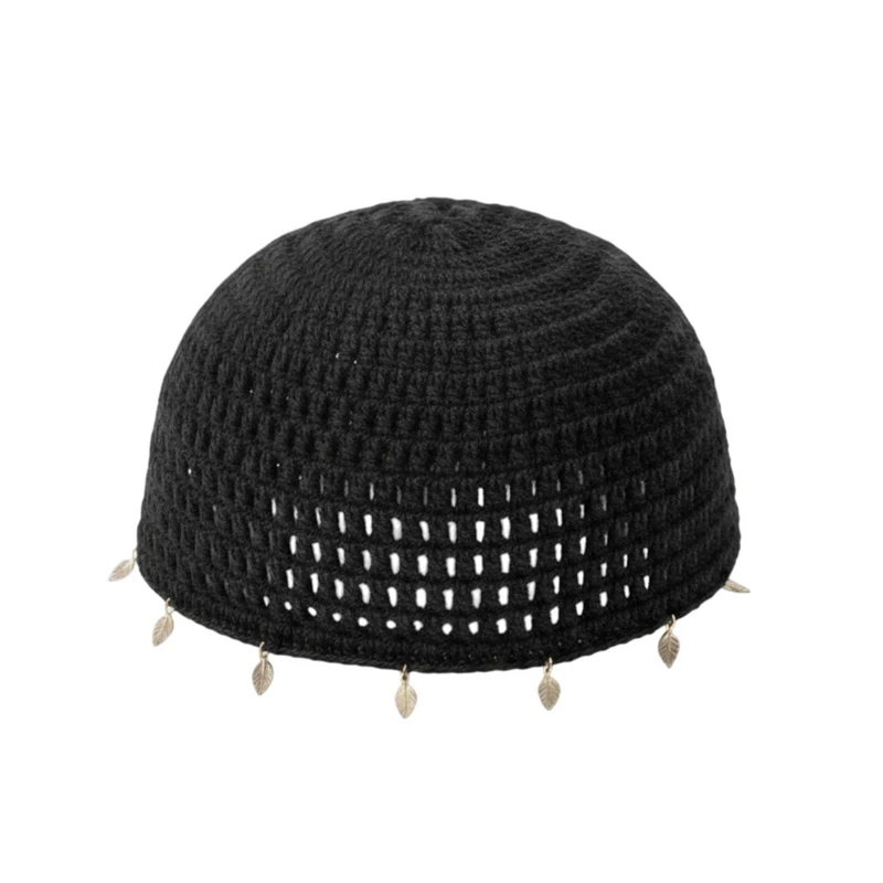 کلاه بافتنی زنانه مدل توری دستبافت آویزدار