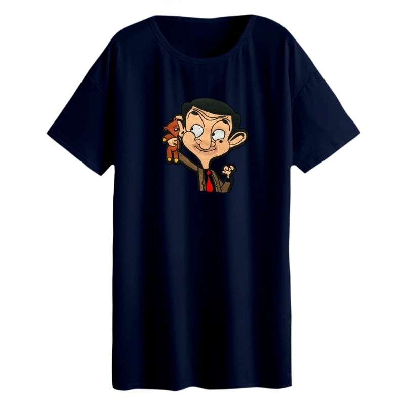 تی شرت لانگ زنانه مدل مستربین و خرسش