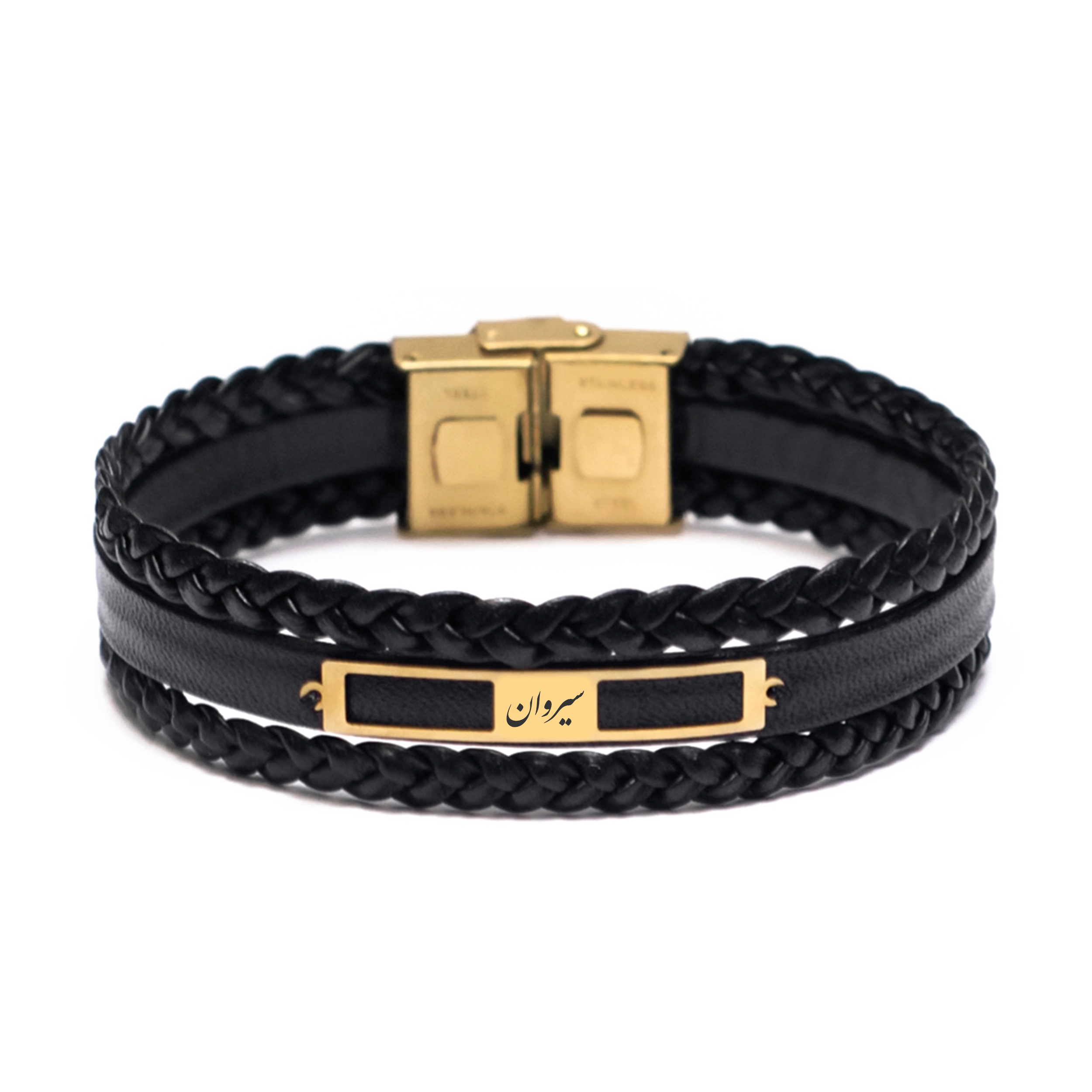 دستبند طلا 18 عیار مردانه لیردا مدل اسم سیروان 1235