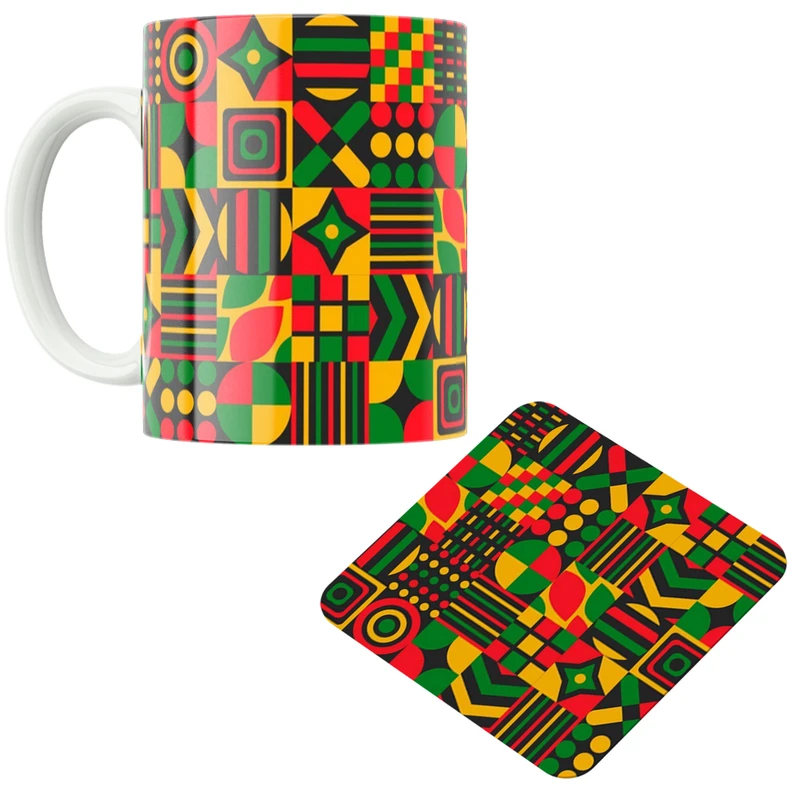 ماگ پاد آفرین مدل آفریقایی کد DKC546 به همراه زیر لیوانی