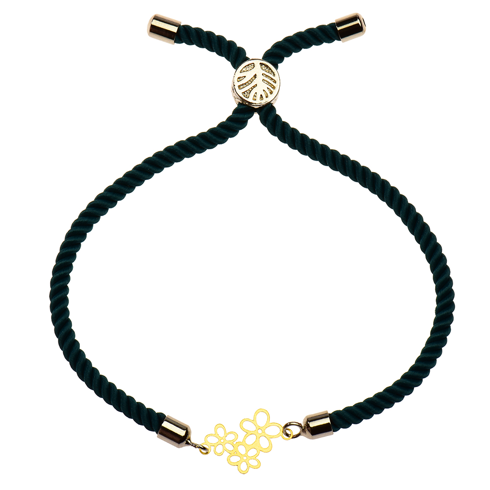 دستبند طلا 18 عیار دخترانه کرابو طرح سه گل مدل Krd1098