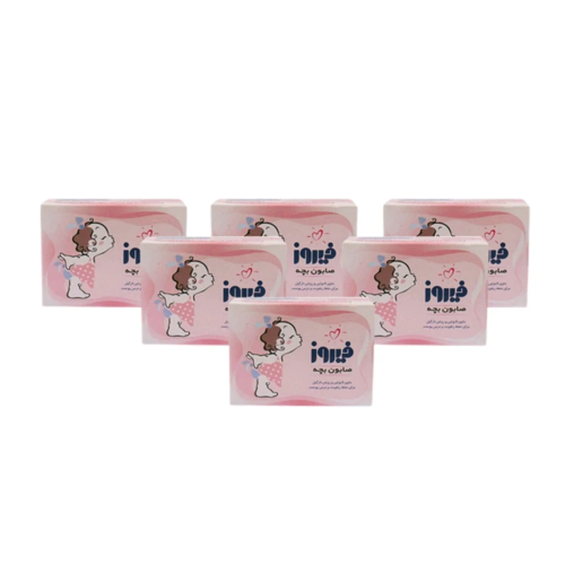 صابون بچه حاوی روغن نارگیل فیروز - 100 گرم مجموعه 12 عددی
