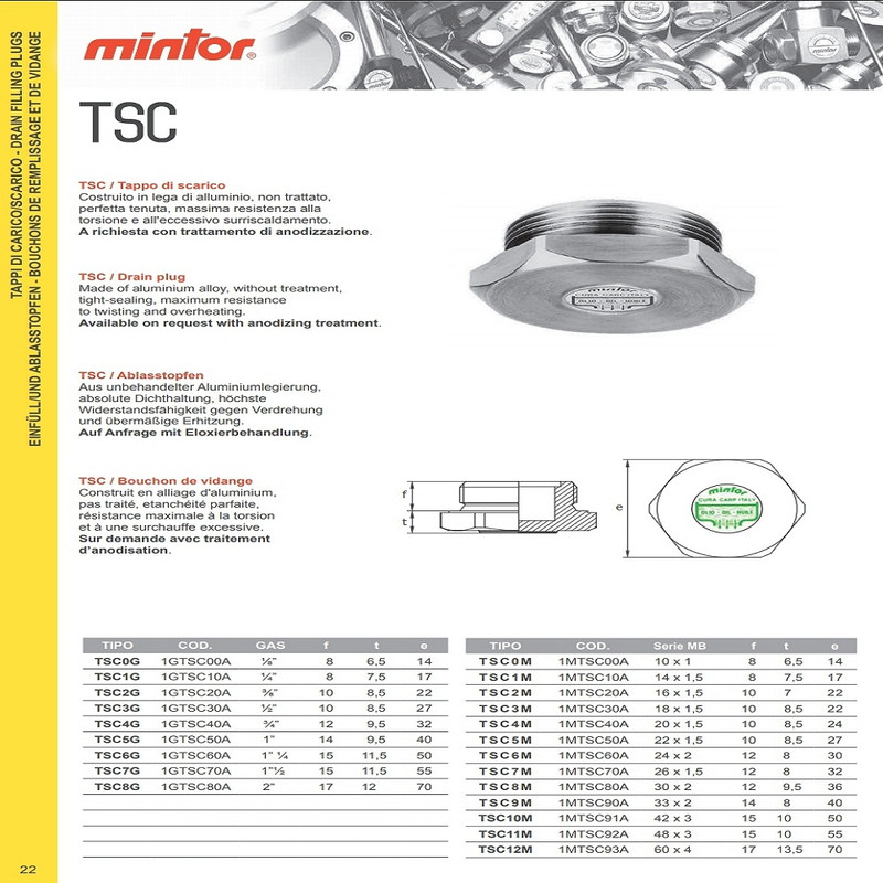 پیچ تخلیه روغن منبع هیدرولیک مینتور مدل 1GTSC30A