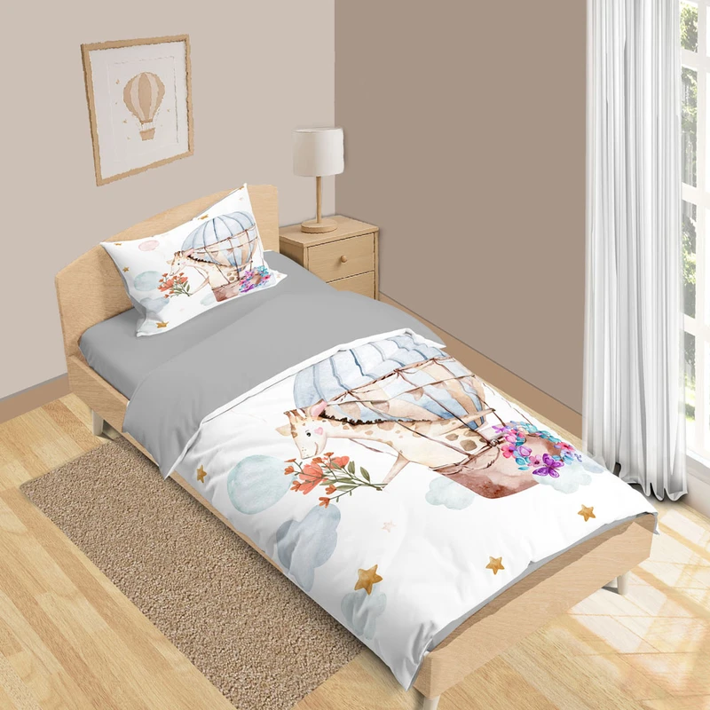 سرویس روتختی 1 نفر 5 تکه نوپه هوم مدل زرافه و بالن T6281