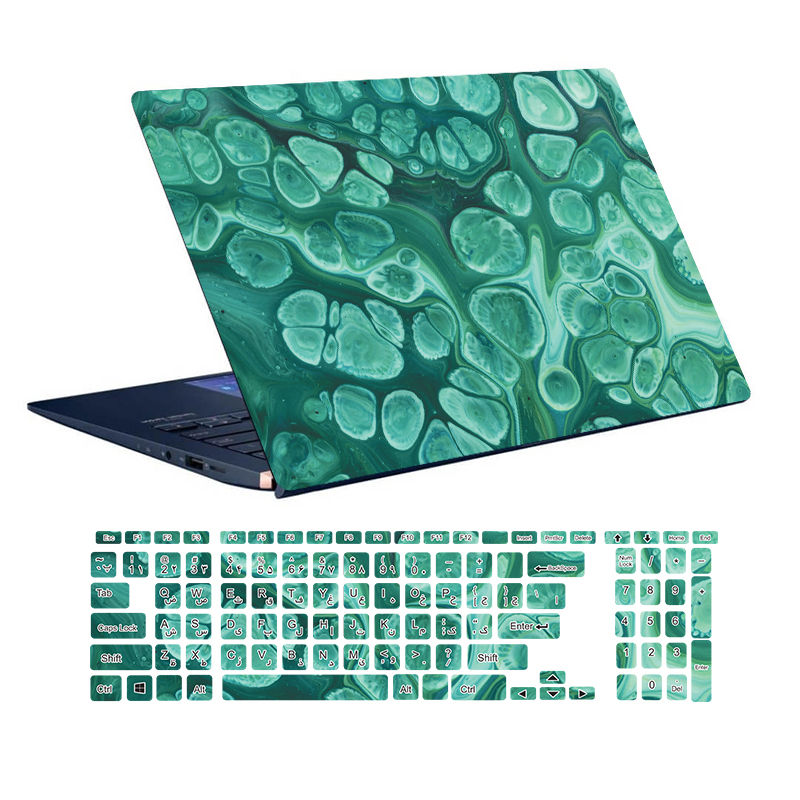 استیکر لپ تاپ توییجین و موییجین طرح Colorful کد 60 مناسب برای لپ تاپ 15.6 اینچ به همراه برچسب حروف فارسی کیبورد