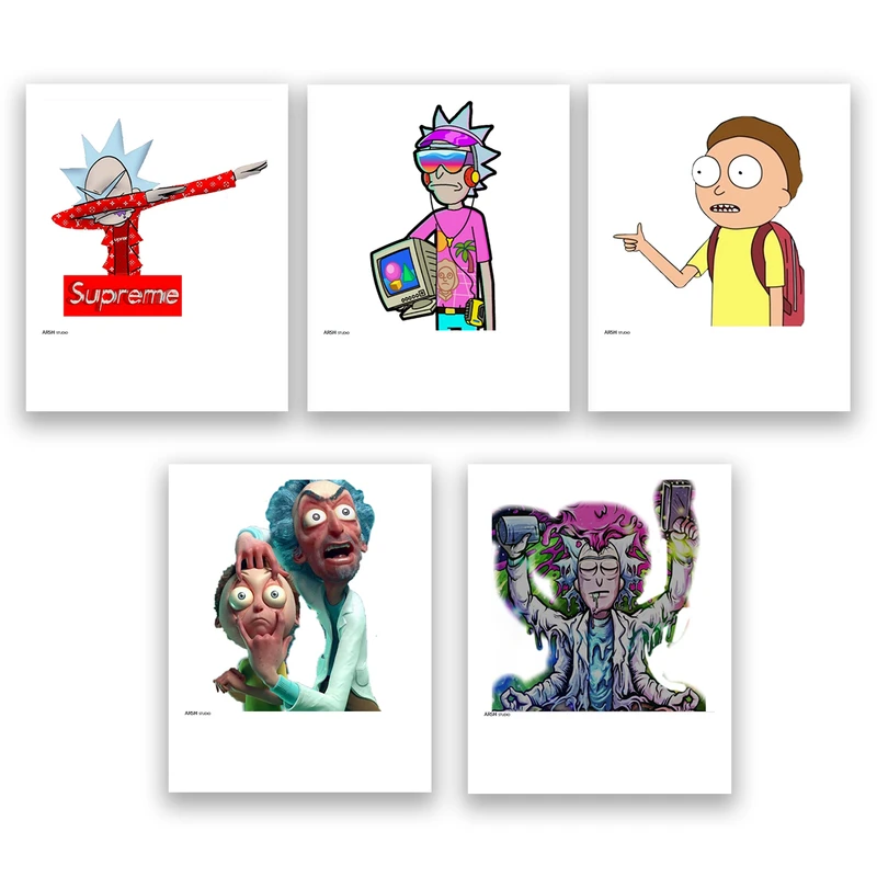 آویز تزیینی عرش مدل فانتزی ریک و مورتی کد Asa277 مجموعه پنچ عددی 