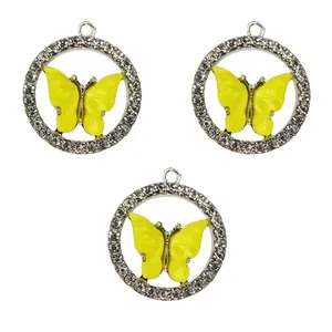 آویز گردنبند دخترانه مدل پروانه رویایی نگین دار کد 130 بسته 3 عددی